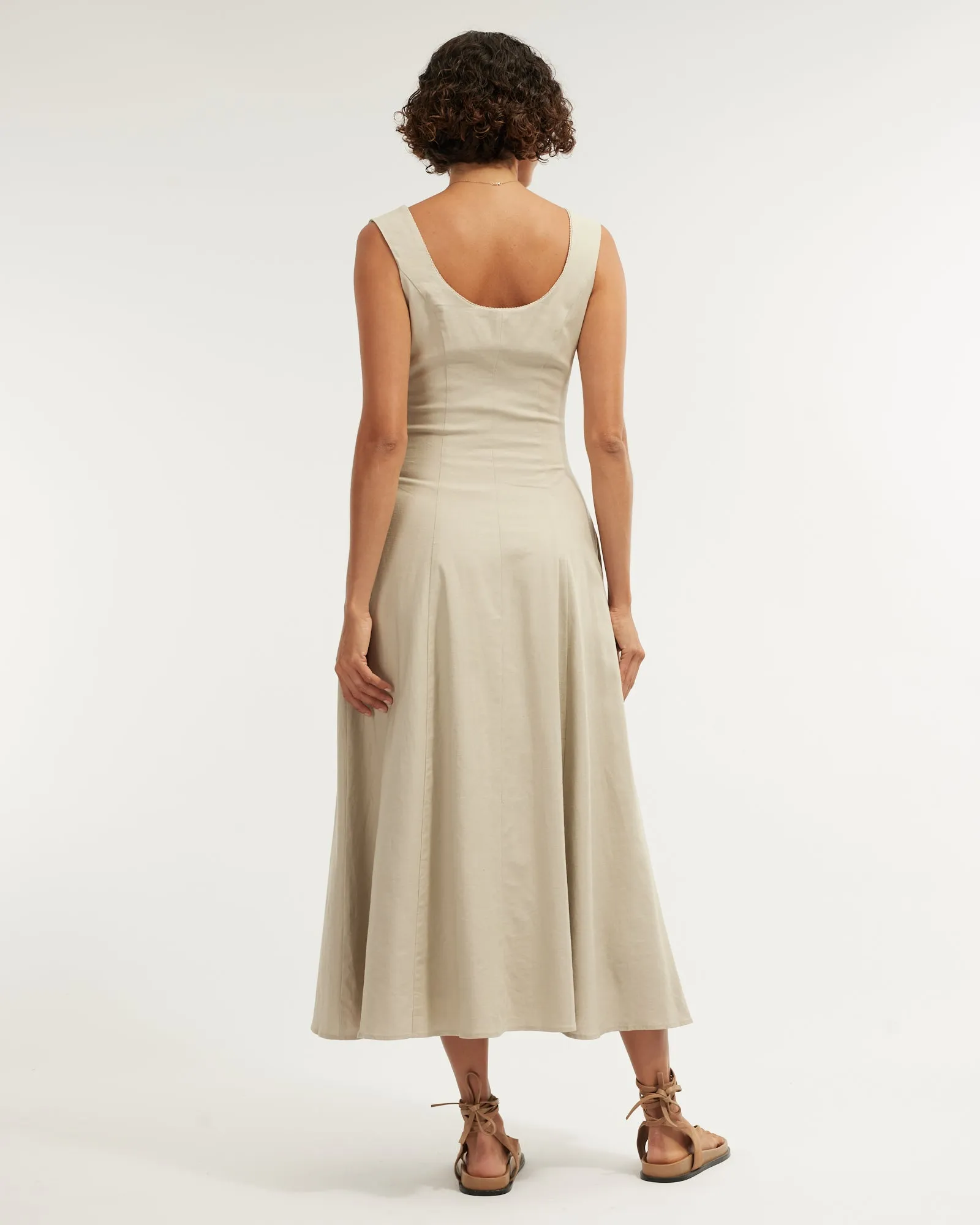 Lucie Buttoned Midi Dress - Sage