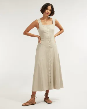 Lucie Buttoned Midi Dress - Sage