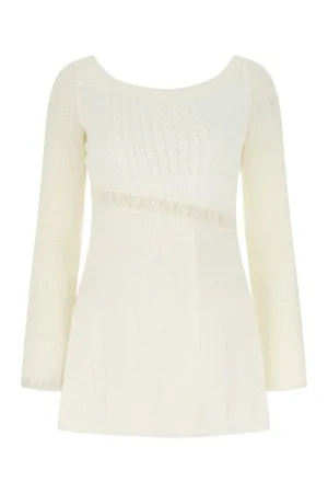 Marine Serre Jacquard Long-Sleeved Knitted Dress