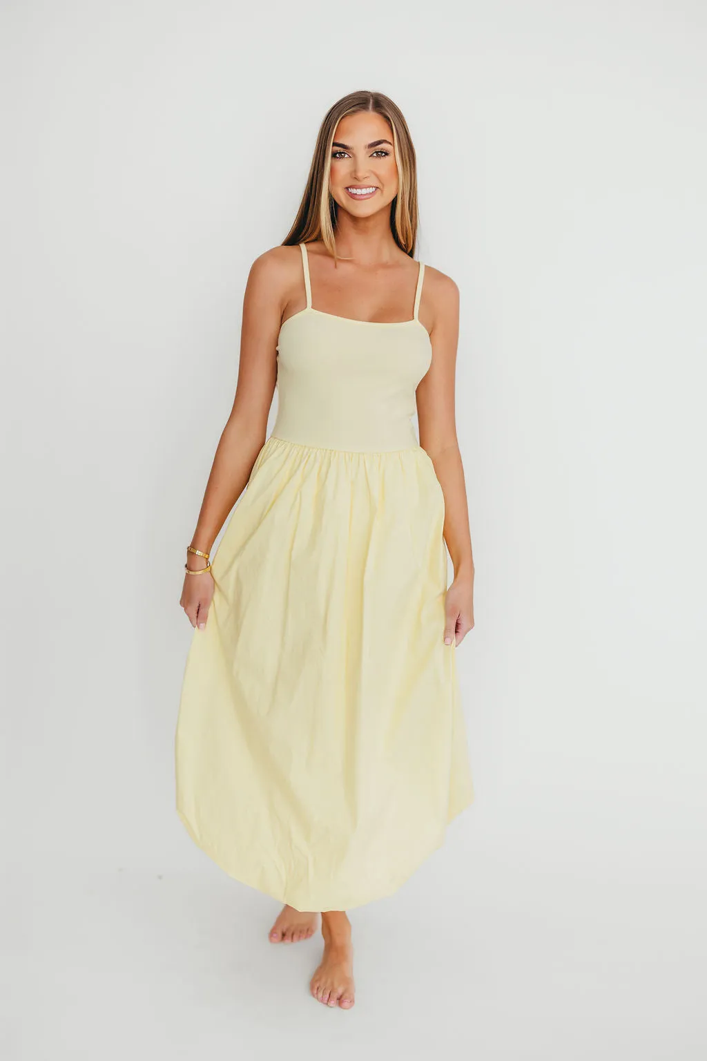 Marisol Bubble Maxi Dress in Yellow
