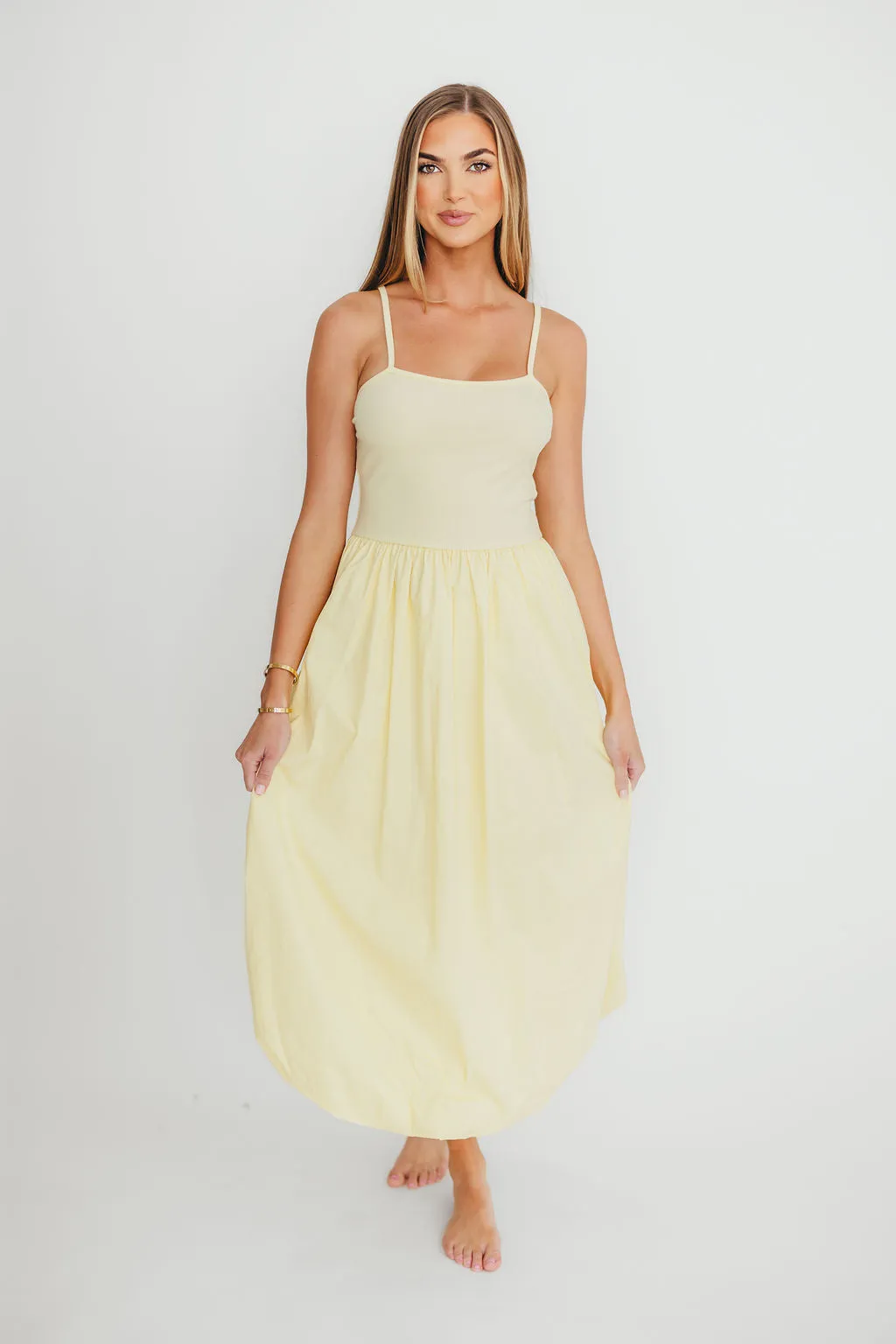 Marisol Bubble Maxi Dress in Yellow