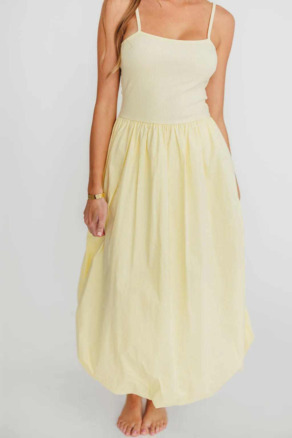 Marisol Bubble Maxi Dress in Yellow
