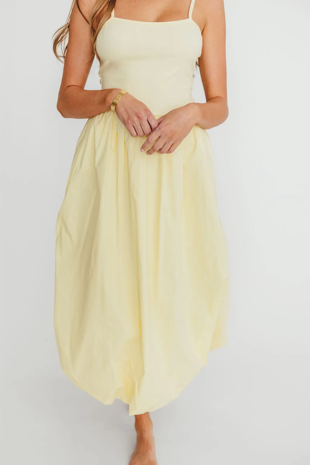 Marisol Bubble Maxi Dress in Yellow