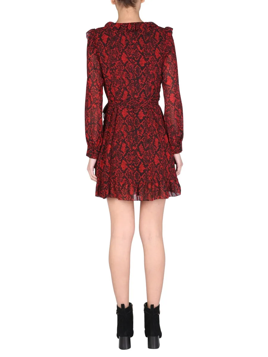 Michael Michael Kors Ruffled V-Neck Mini Dress