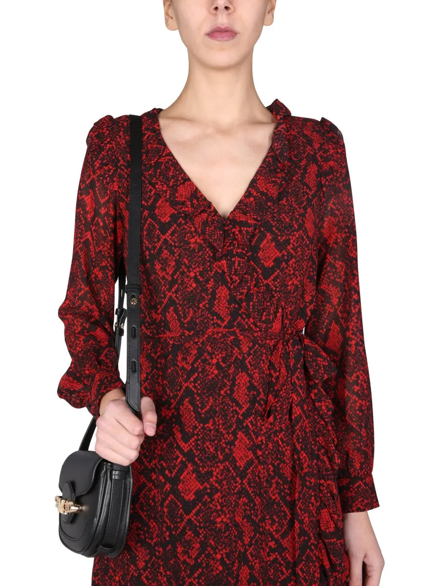 Michael Michael Kors Ruffled V-Neck Mini Dress