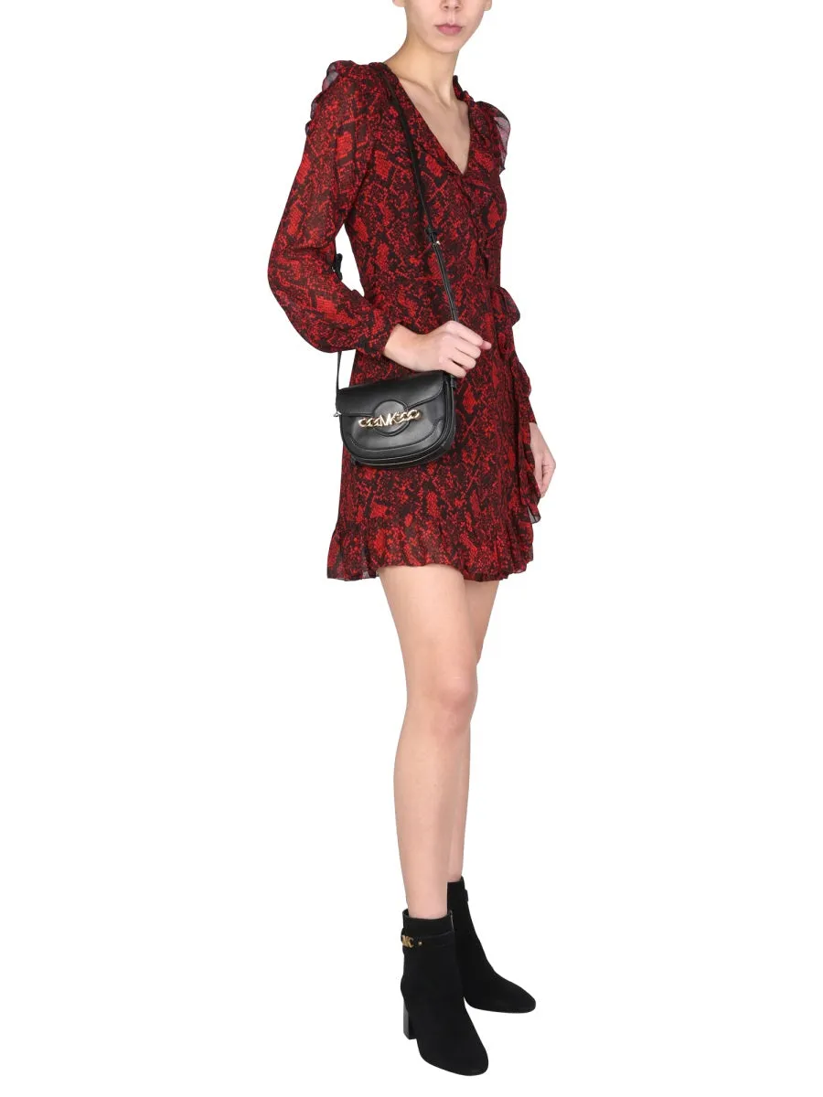 Michael Michael Kors Ruffled V-Neck Mini Dress