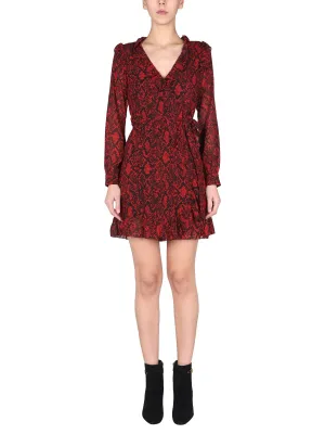 Michael Michael Kors Ruffled V-Neck Mini Dress