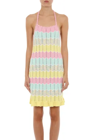 Moschino Zig-Zag Ruffled Sleeveless Knitted Dress