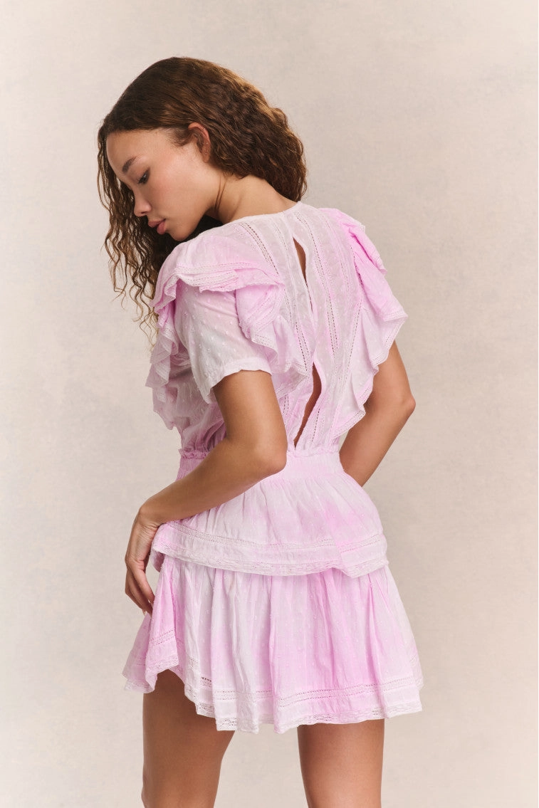 Natasha Heritage Mini Dress - PEONY PINK