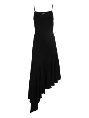 Off-White Asymmetric Ruffled Dress