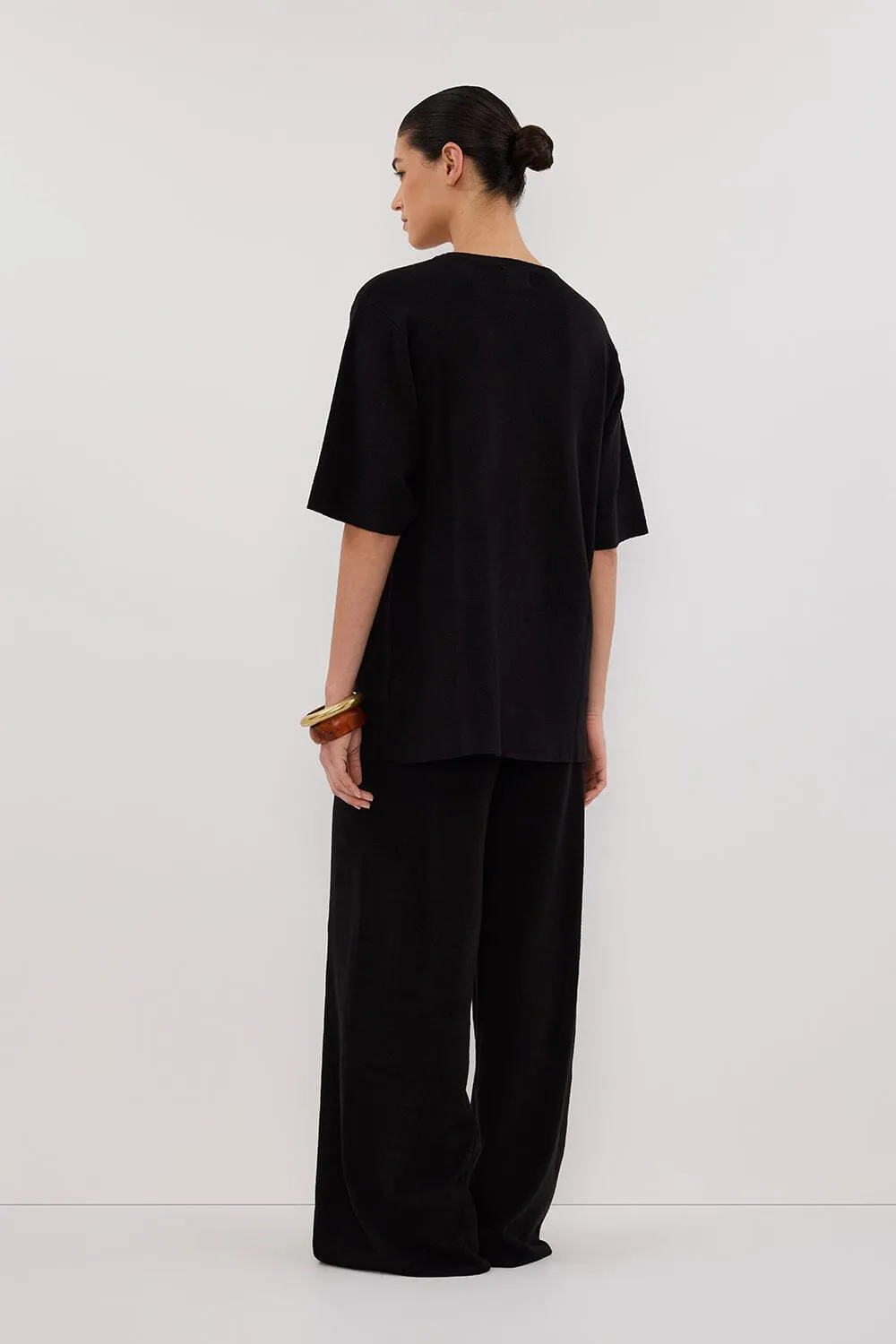 OLIVIA BLACK WIDE LEG KNIT PANT