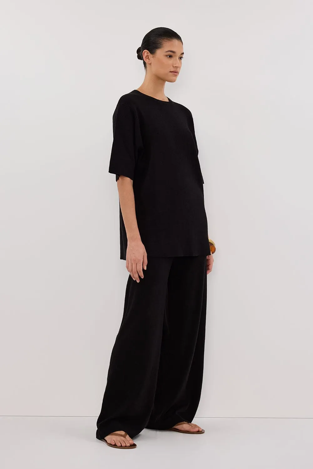 OLIVIA BLACK WIDE LEG KNIT PANT