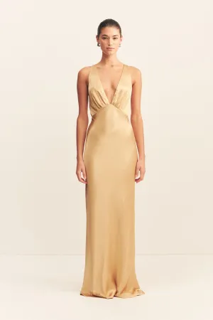 OLIVIERA PLUNGED CROSS BACK MAXI DRESS - TAFFY