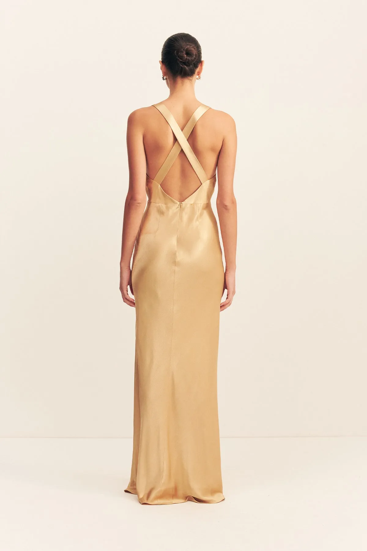 OLIVIERA PLUNGED CROSS BACK MAXI DRESS - TAFFY