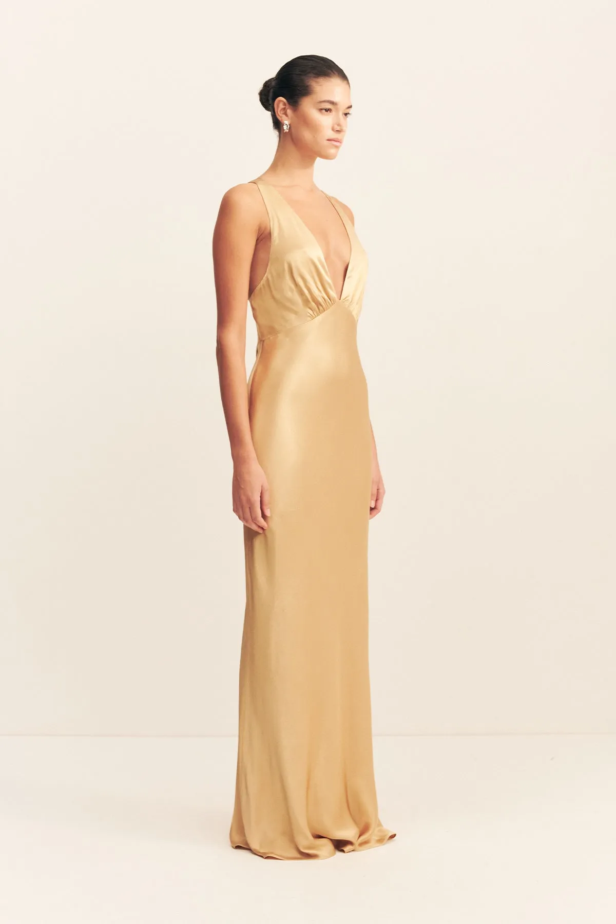 OLIVIERA PLUNGED CROSS BACK MAXI DRESS - TAFFY