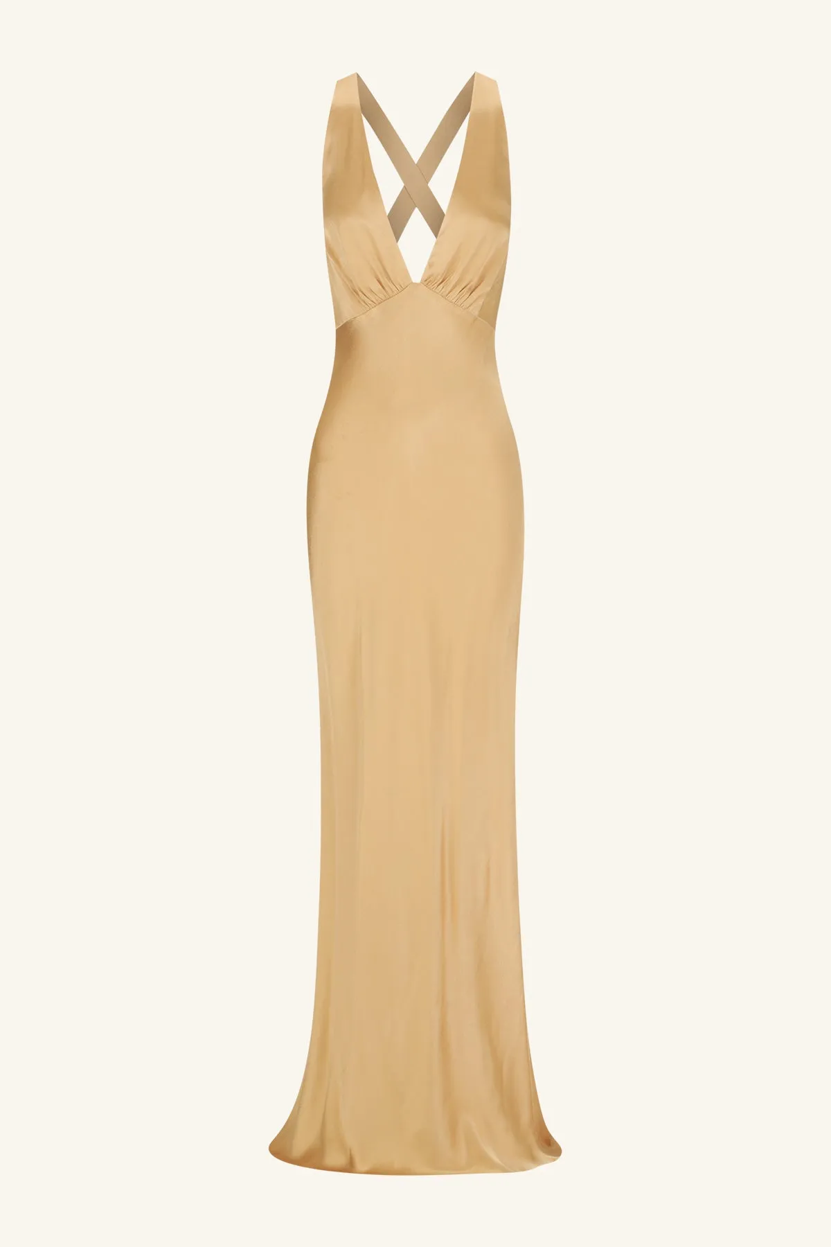 OLIVIERA PLUNGED CROSS BACK MAXI DRESS - TAFFY