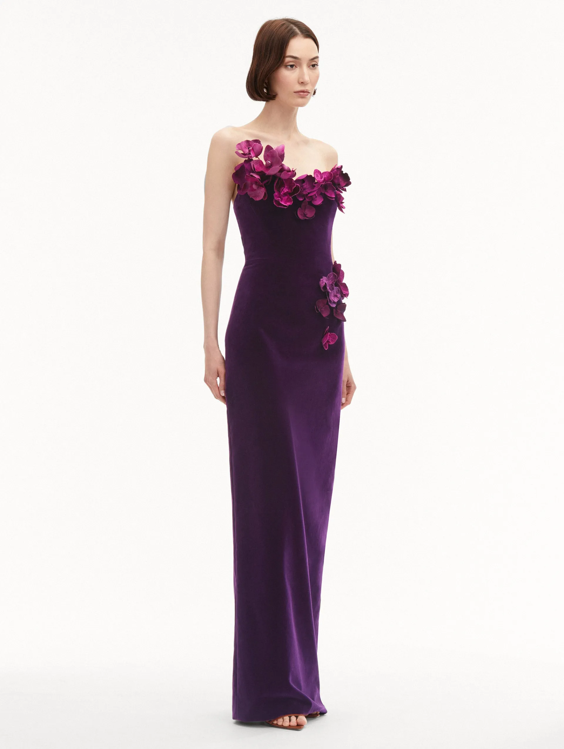 Orchid Embroidered Velvet Gown