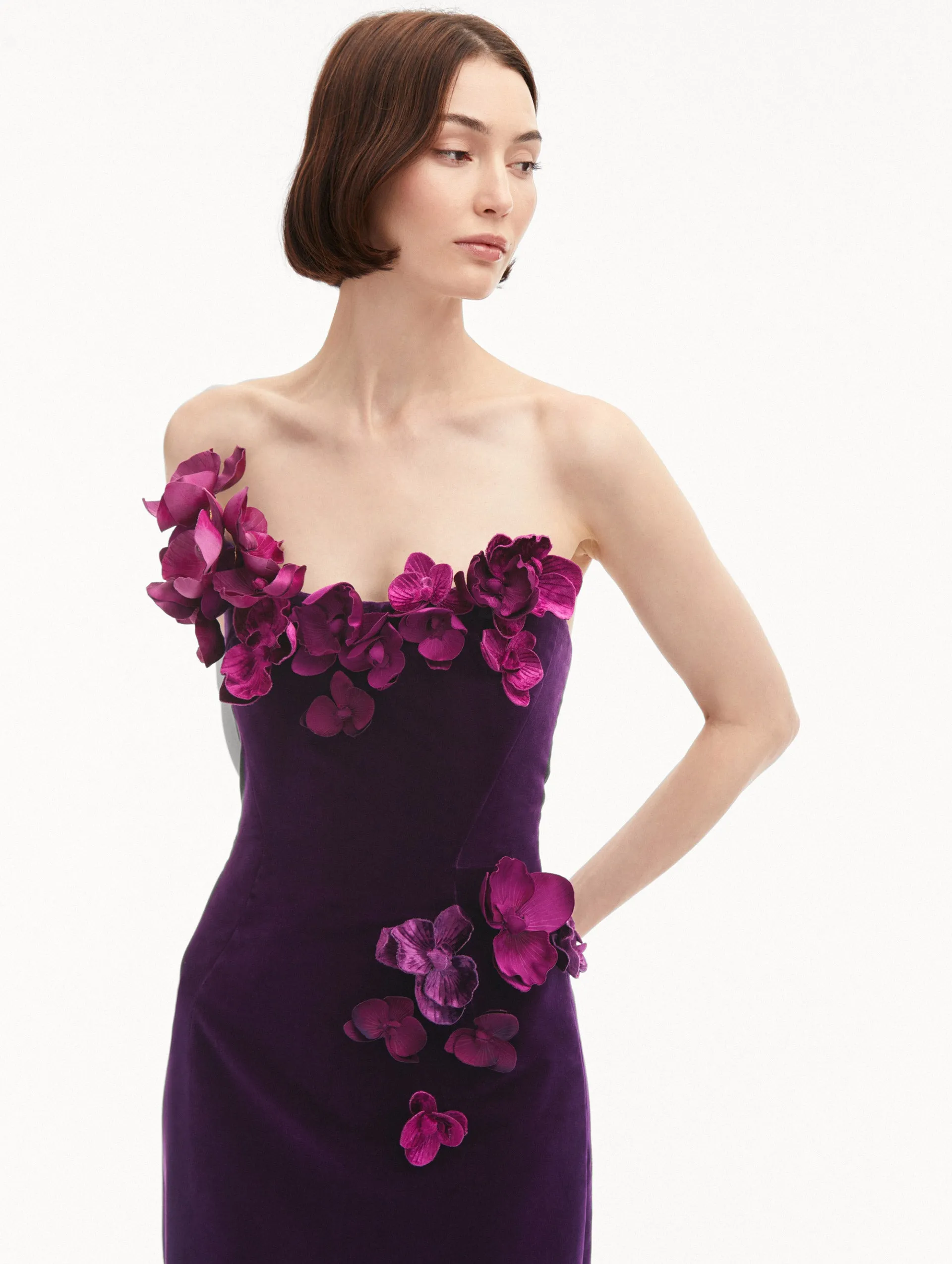 Orchid Embroidered Velvet Gown
