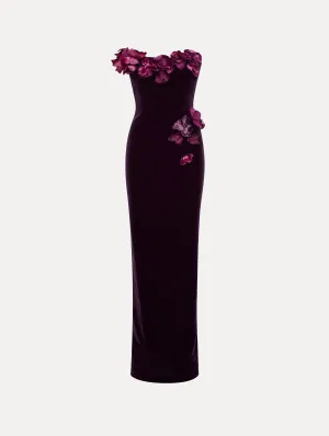 Orchid Embroidered Velvet Gown