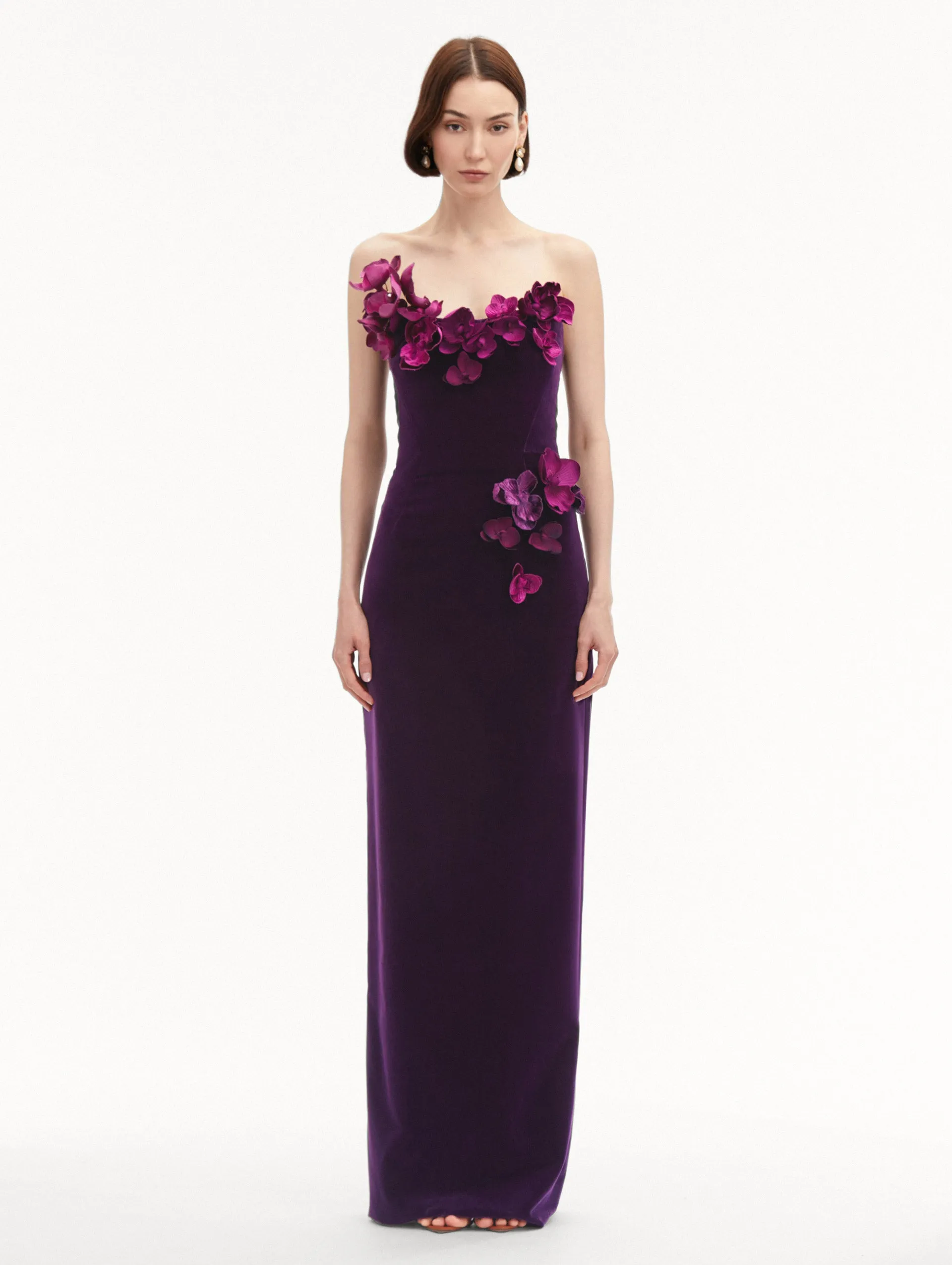 Orchid Embroidered Velvet Gown