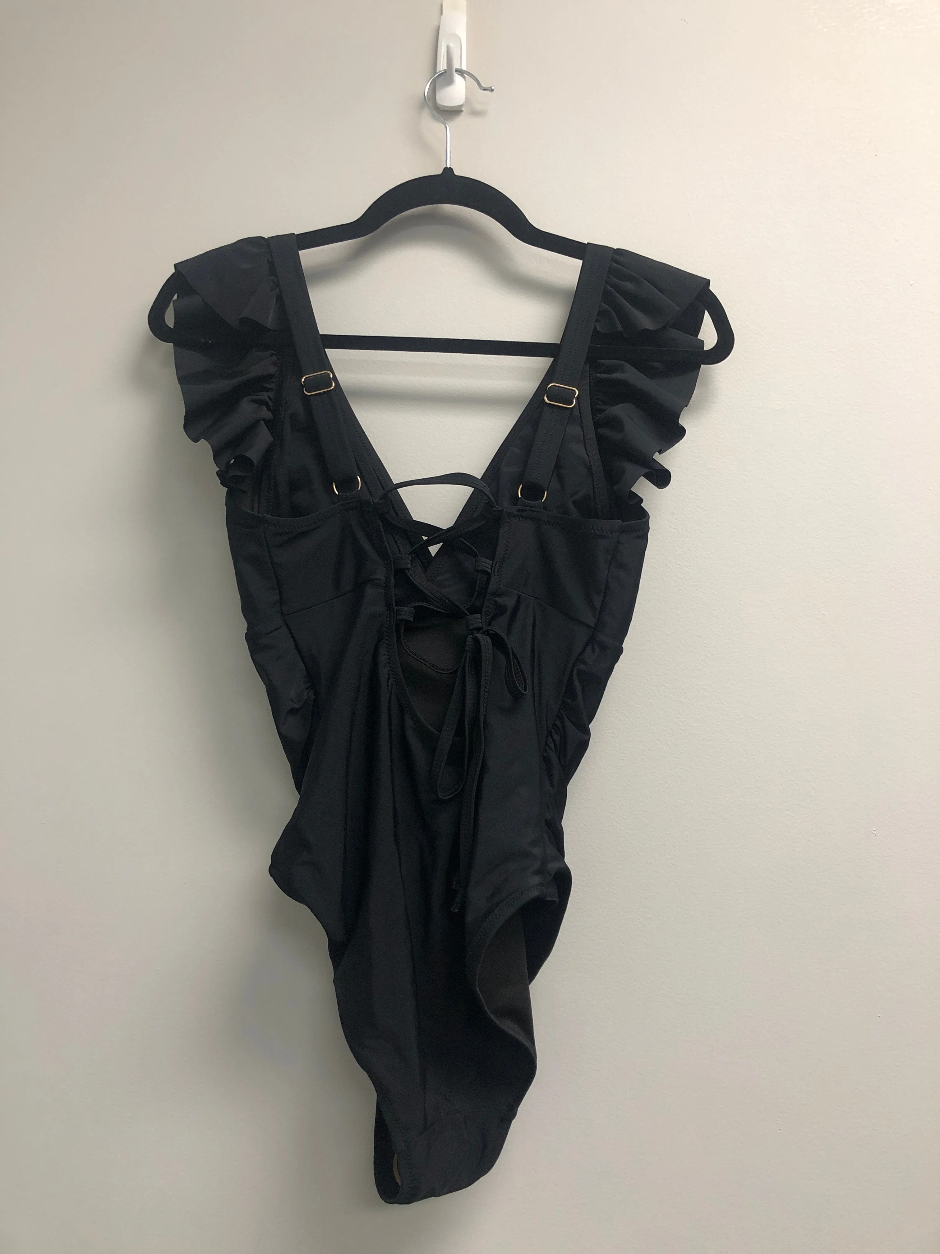 Outlet 7110 - Latched Mama Lace Up Nursing Swim One Piece - Final Sale - Black - Small