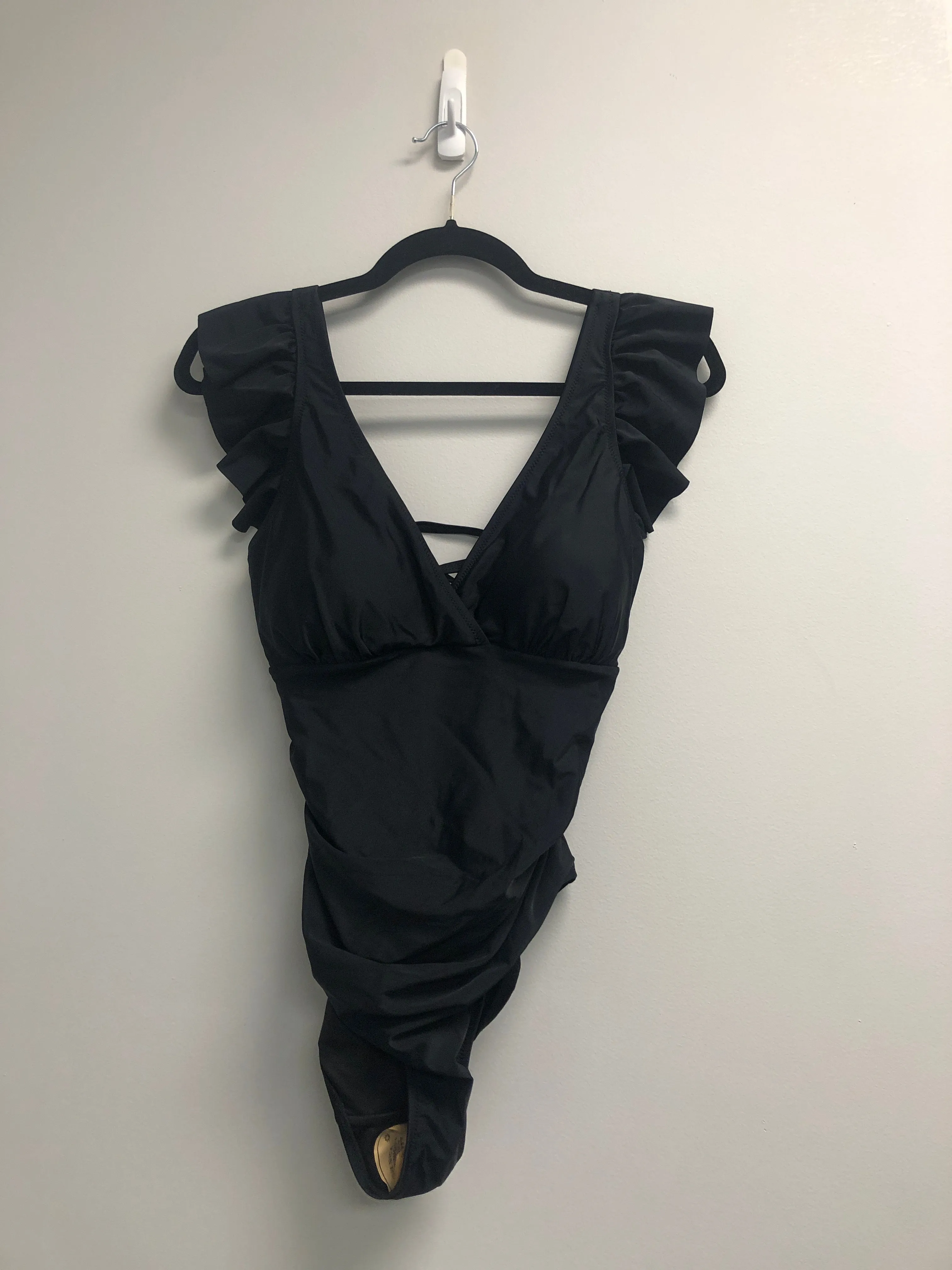 Outlet 7110 - Latched Mama Lace Up Nursing Swim One Piece - Final Sale - Black - Small