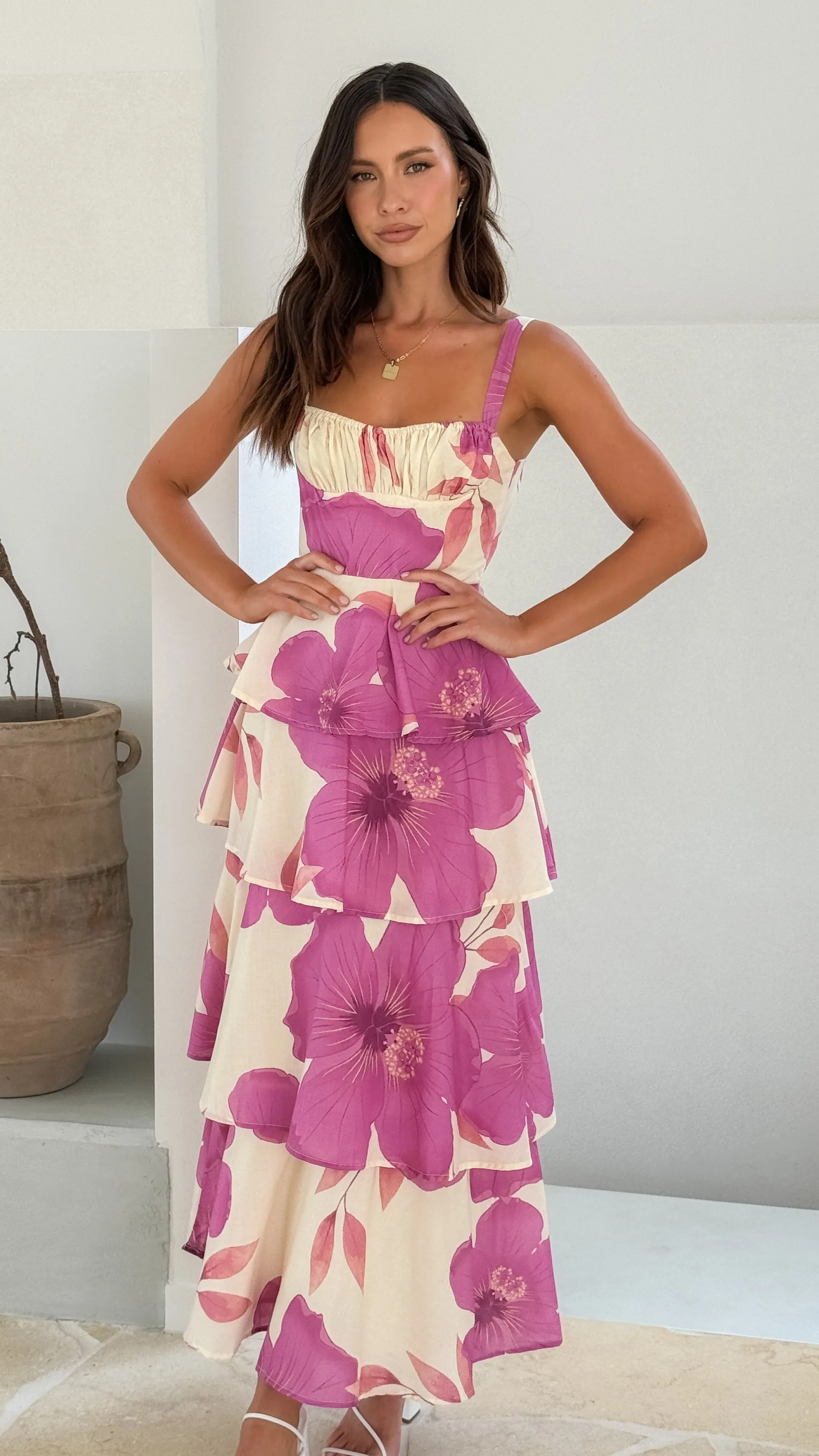Page Maxi Dress - Yellow / Pink Floral