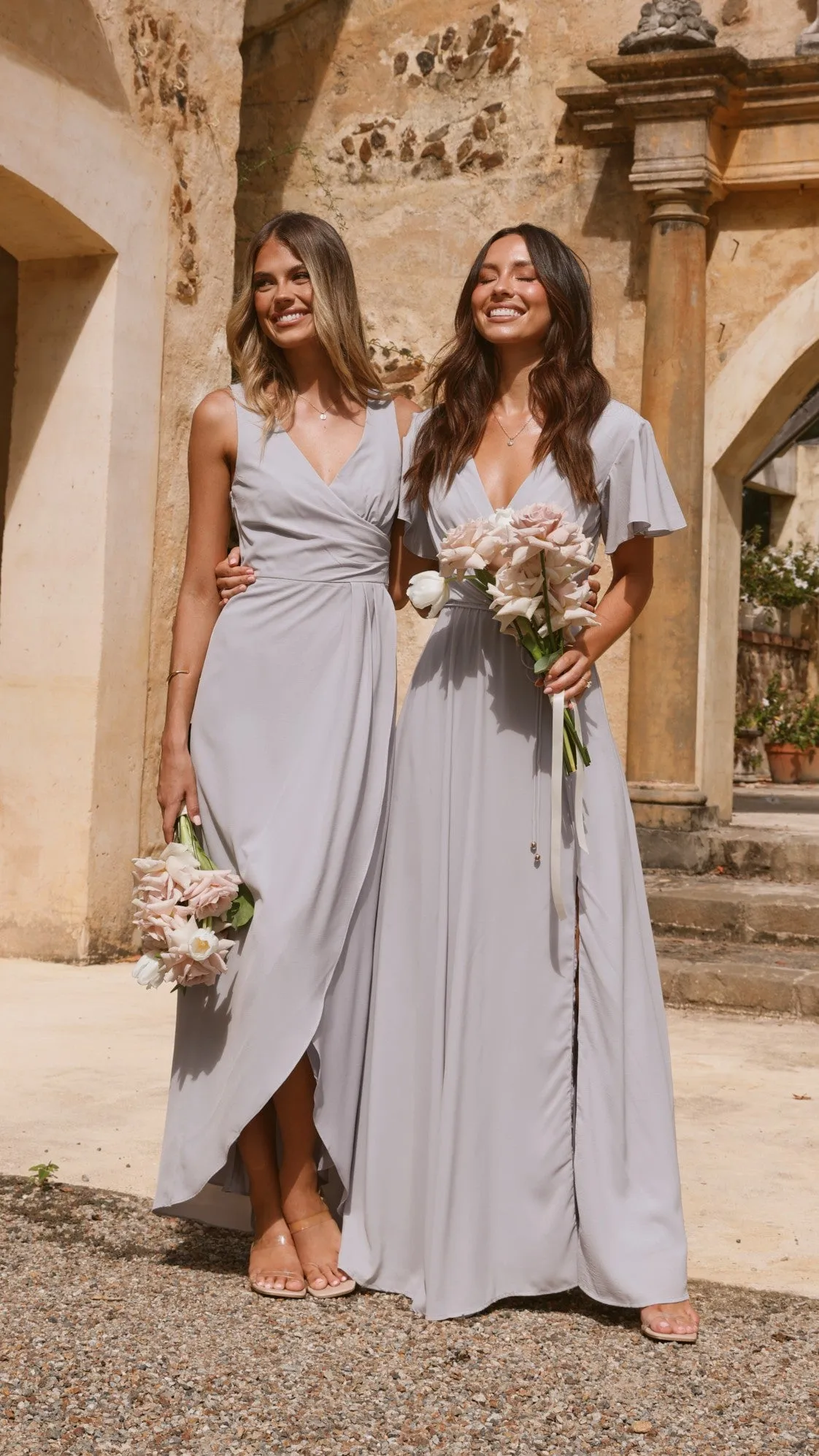 Pamela V Neck Maxi Dress - Light Grey