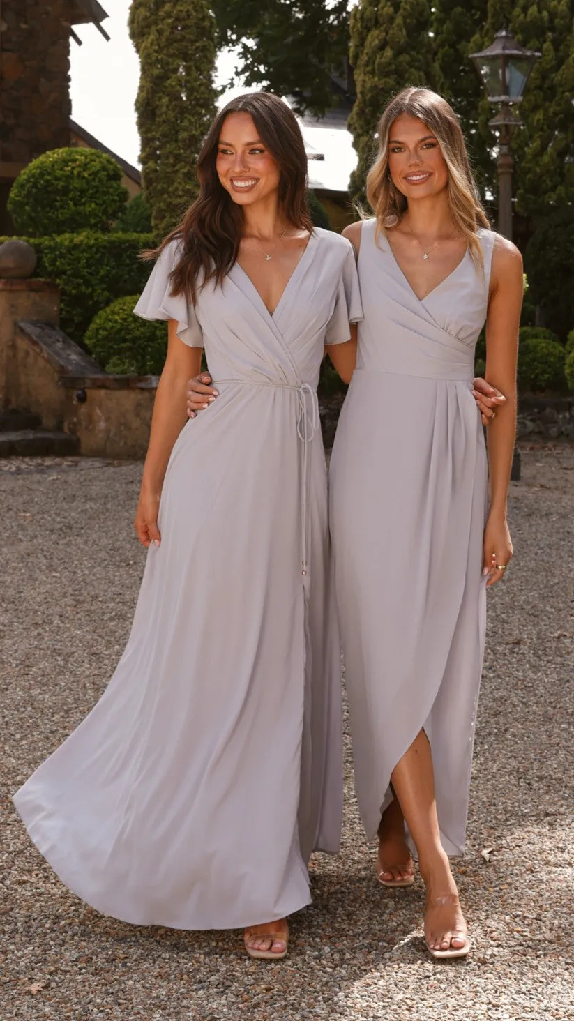 Pamela V Neck Maxi Dress - Light Grey