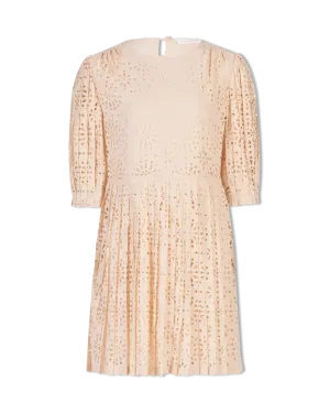 Perforated Lace Mini Dress
