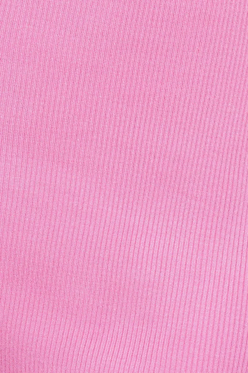 Pink Dress Sleeveless Mini Halter Neck Knit