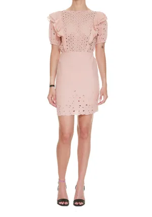 Pinko Ruffled Embroidered Detailed Mini Dress
