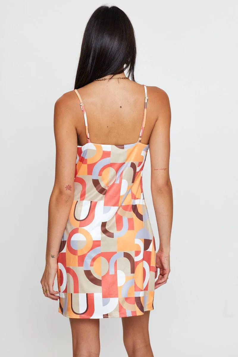 Print Mini Dress Satin