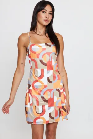 Print Mini Dress Satin
