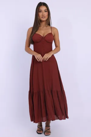 Red Maxi Dress Tiered