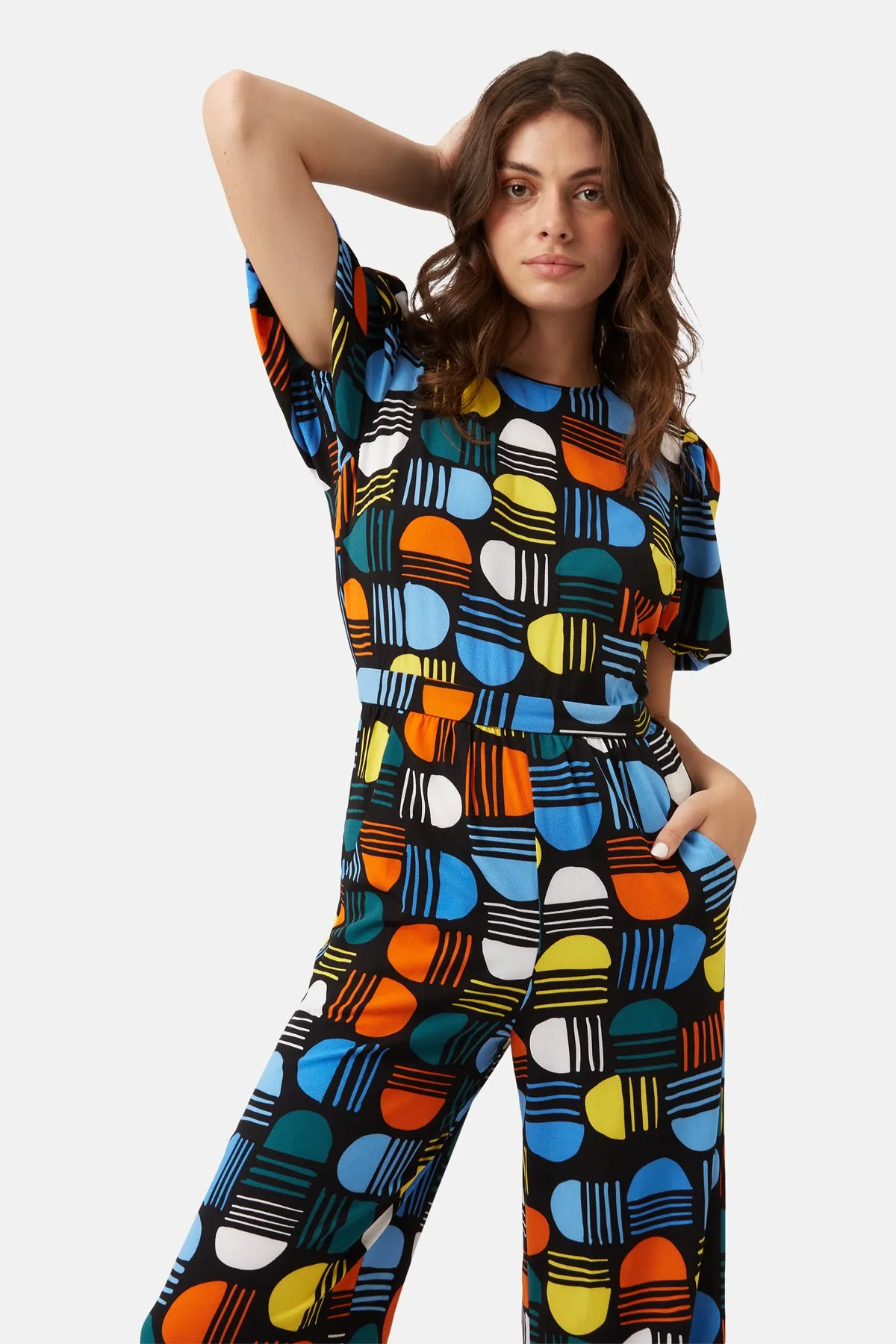 Retro Rose Daphne Jumpsuit in Black