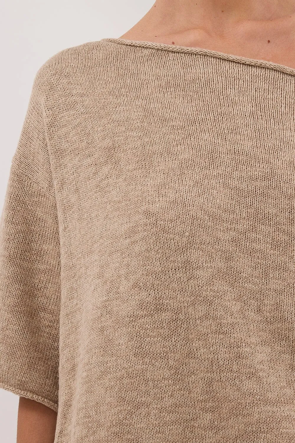 RICK NATURAL ASYM KNIT TOP