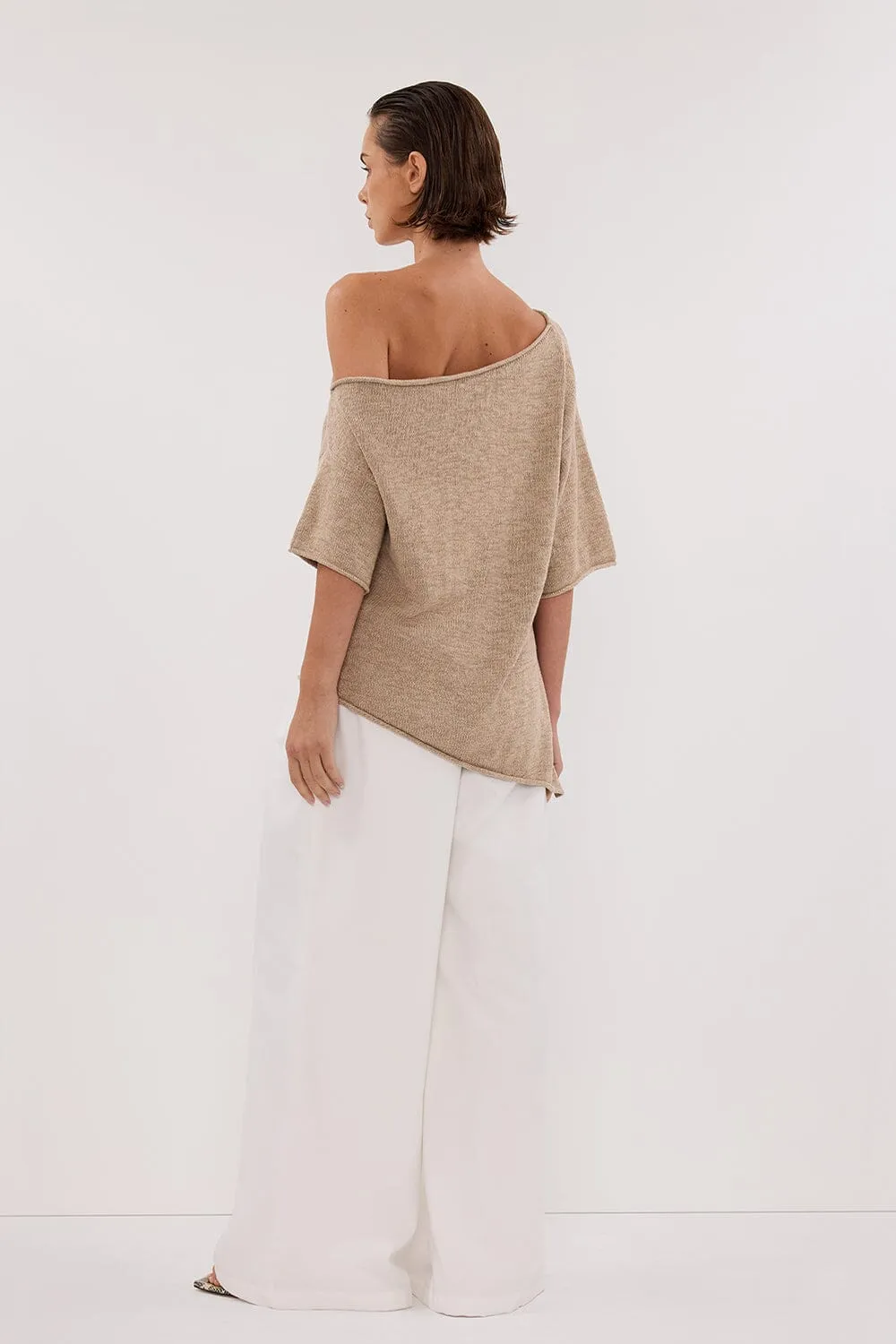 RICK NATURAL ASYM KNIT TOP