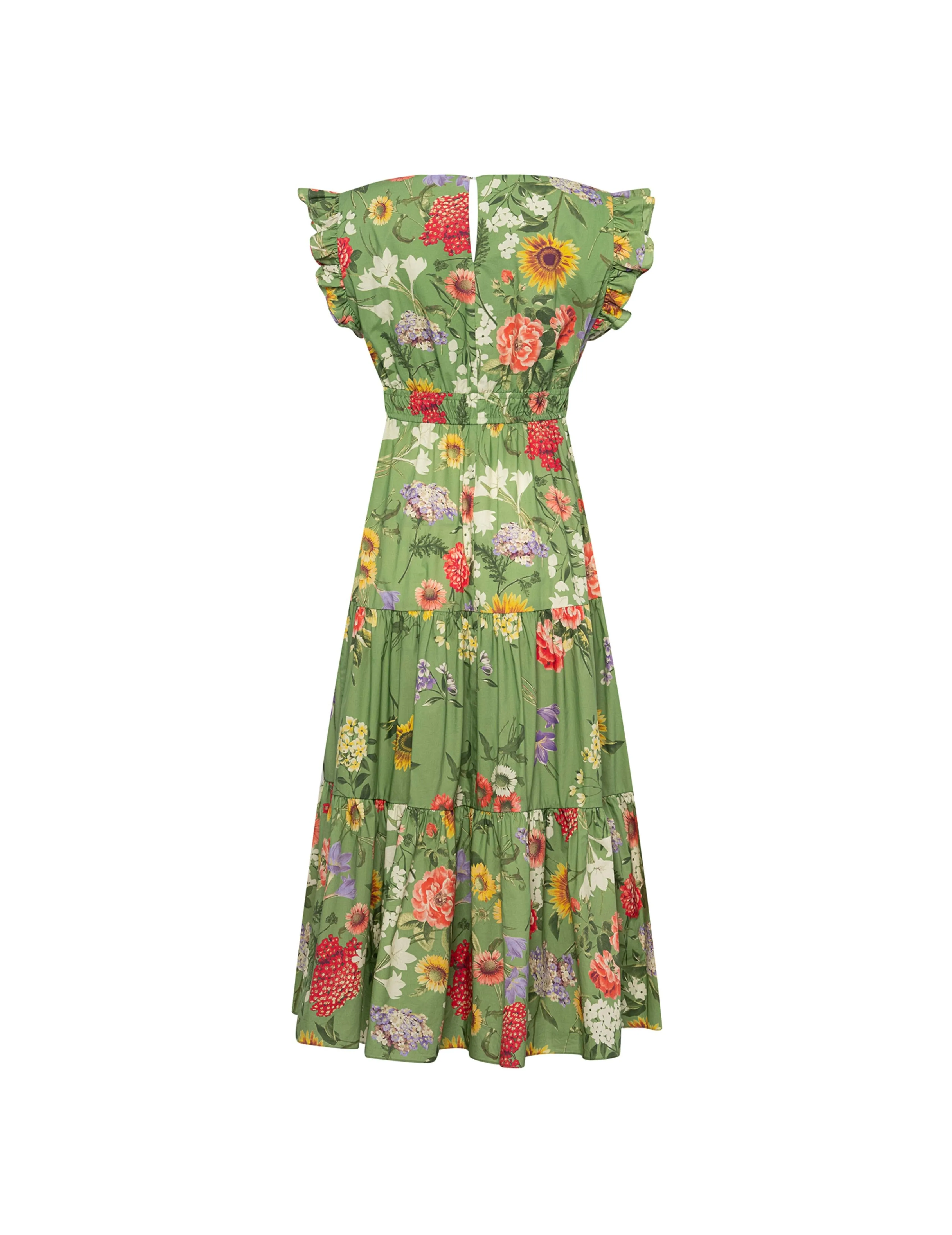 Ruffle Sleeve Drawstring Waist Maxi Dress