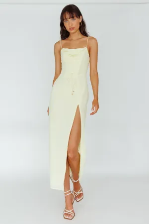 Ryanna Laced Bodice Split Midi Dress Yellow