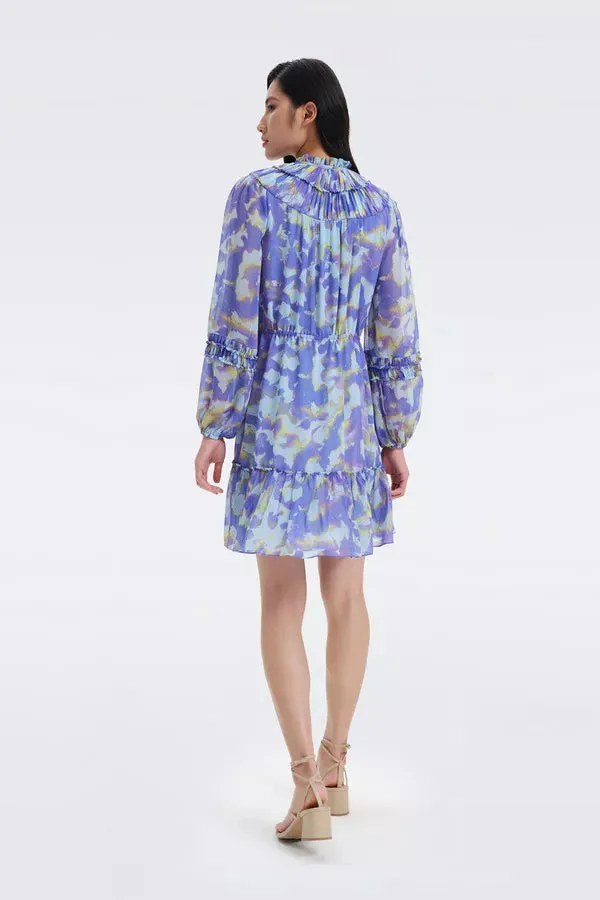 Scooter Chiffon Mini Dress in Clouds Orchid