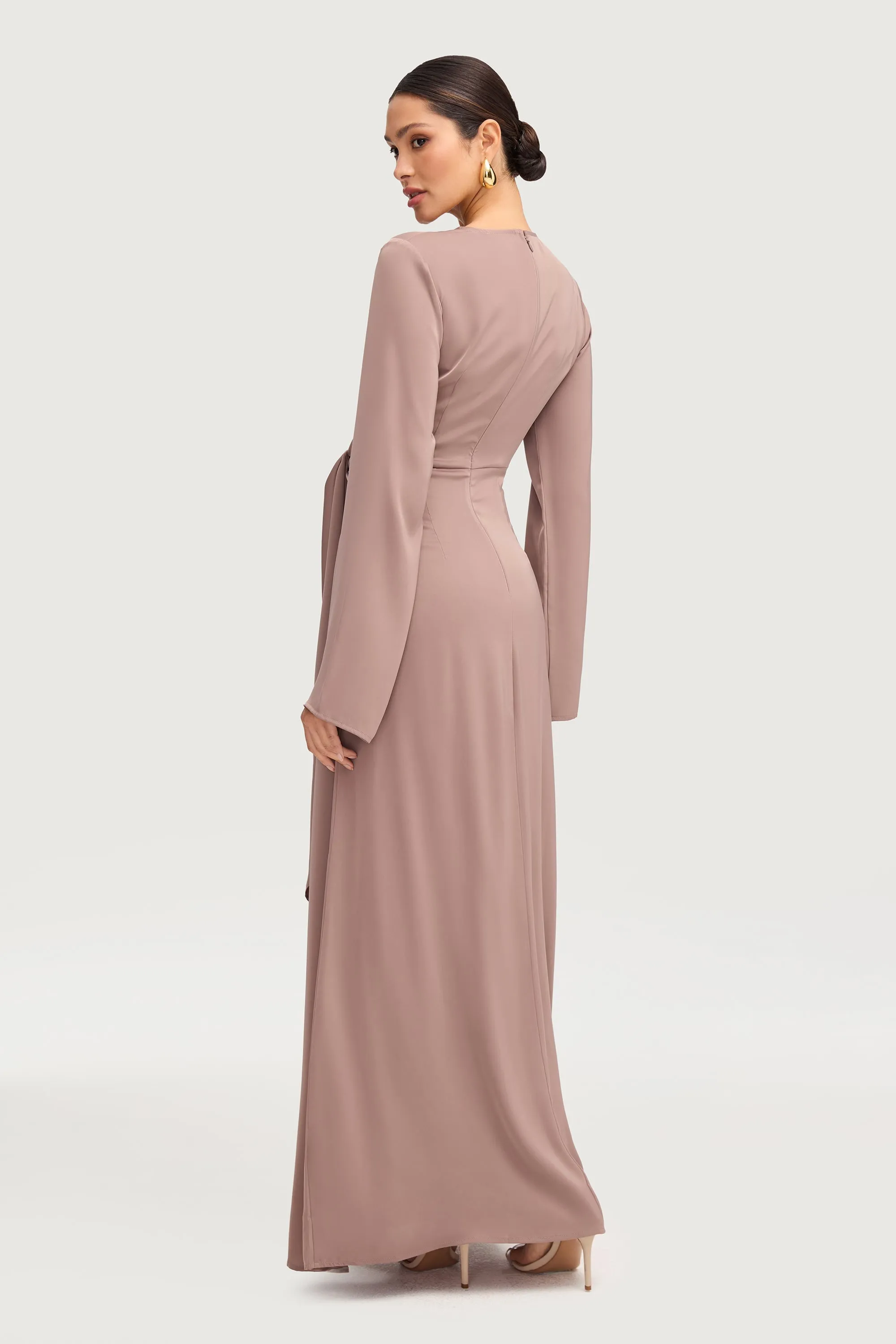 Sofia Side Tie Maxi Dress - Truffle