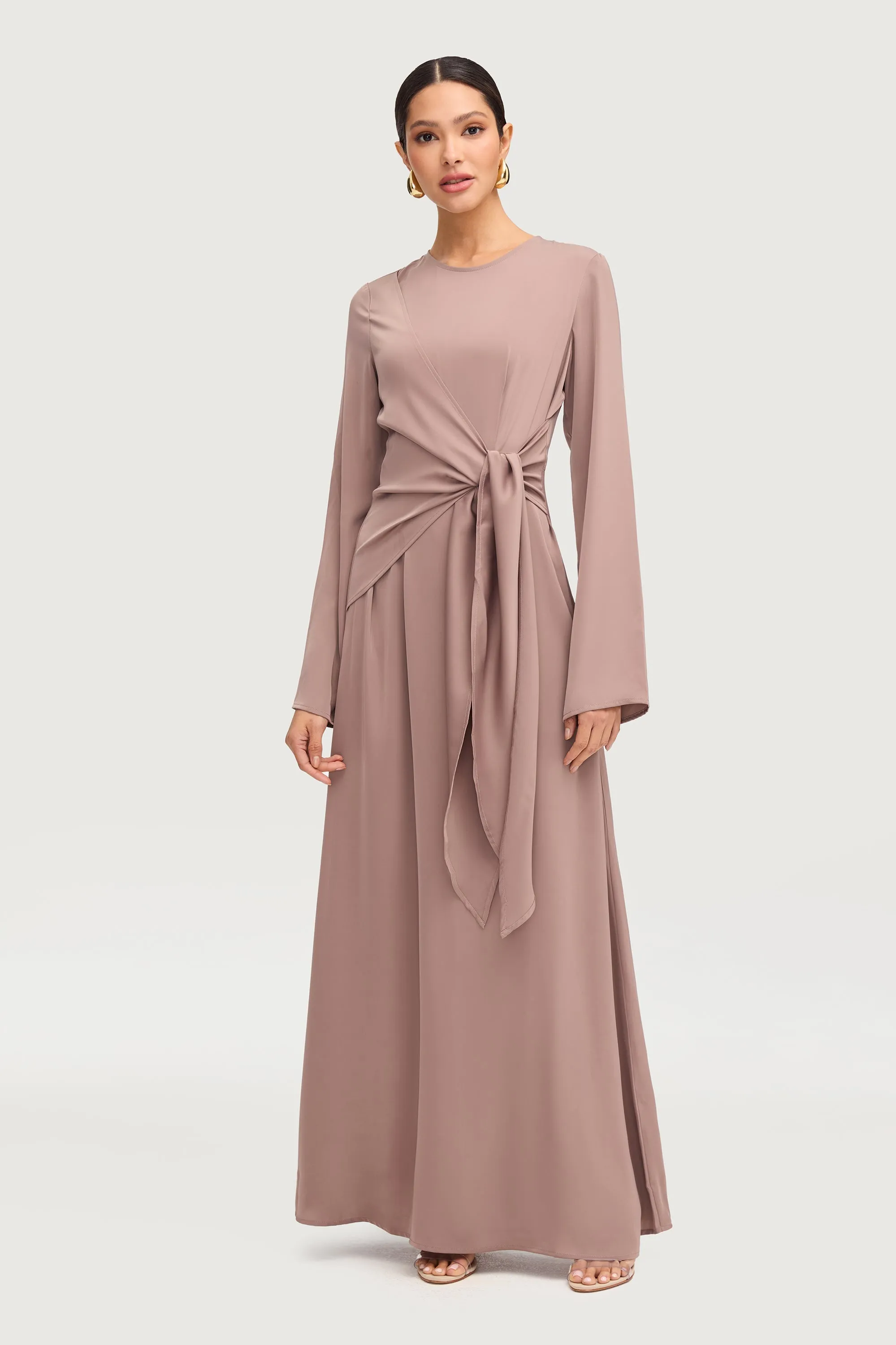 Sofia Side Tie Maxi Dress - Truffle
