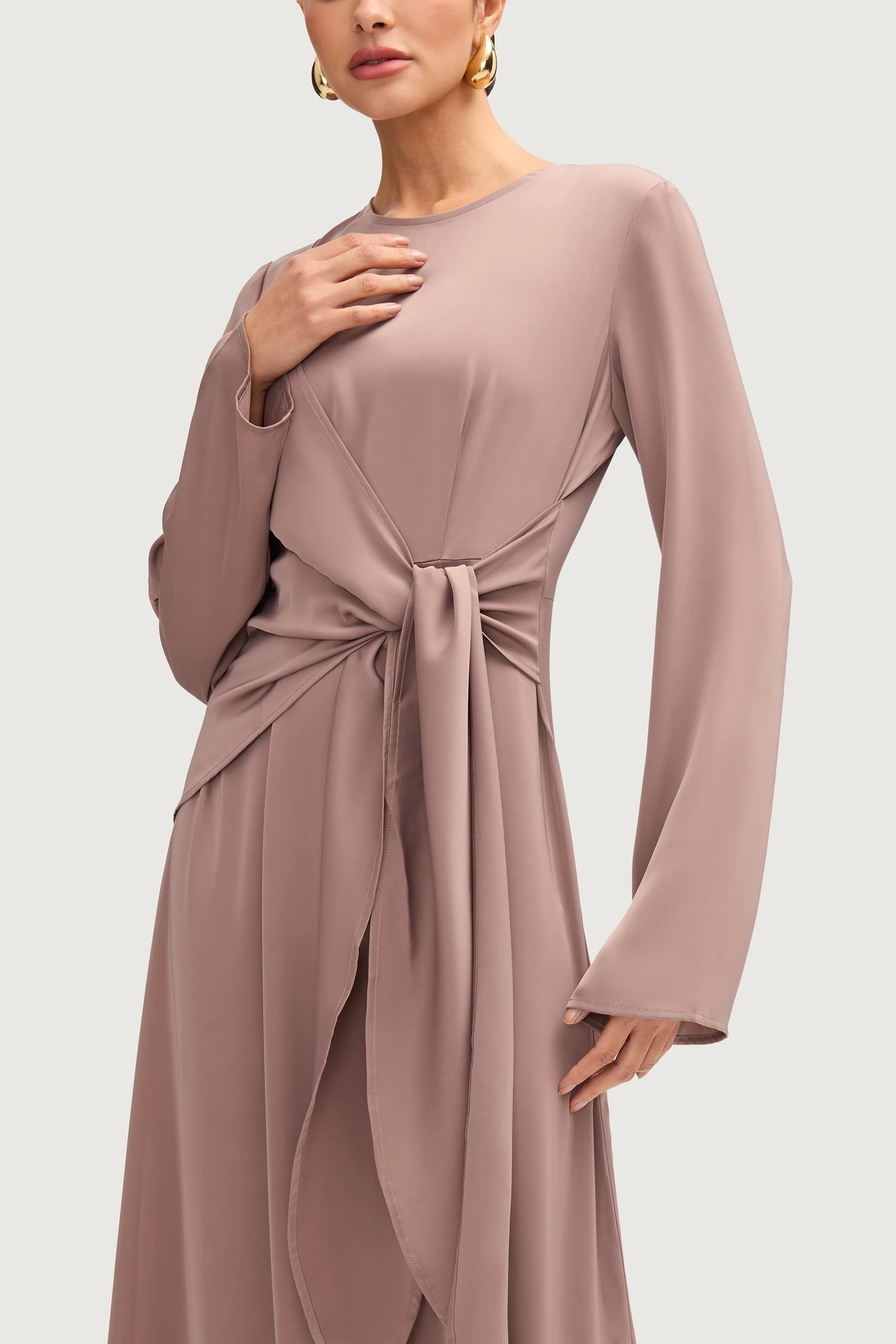 Sofia Side Tie Maxi Dress - Truffle