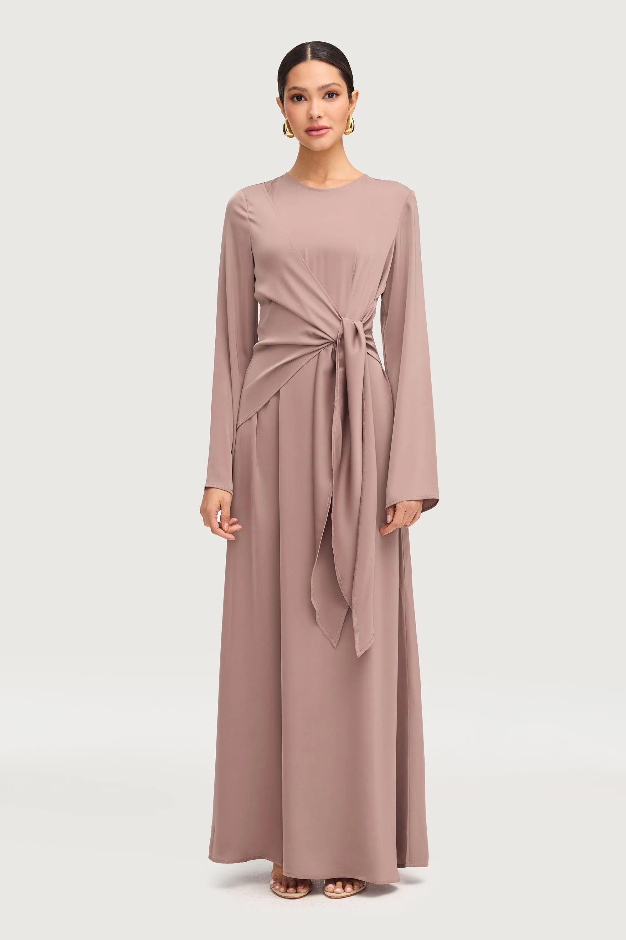 Sofia Side Tie Maxi Dress - Truffle