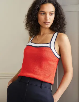 Square Neck Linen Vest-Bright Papaya