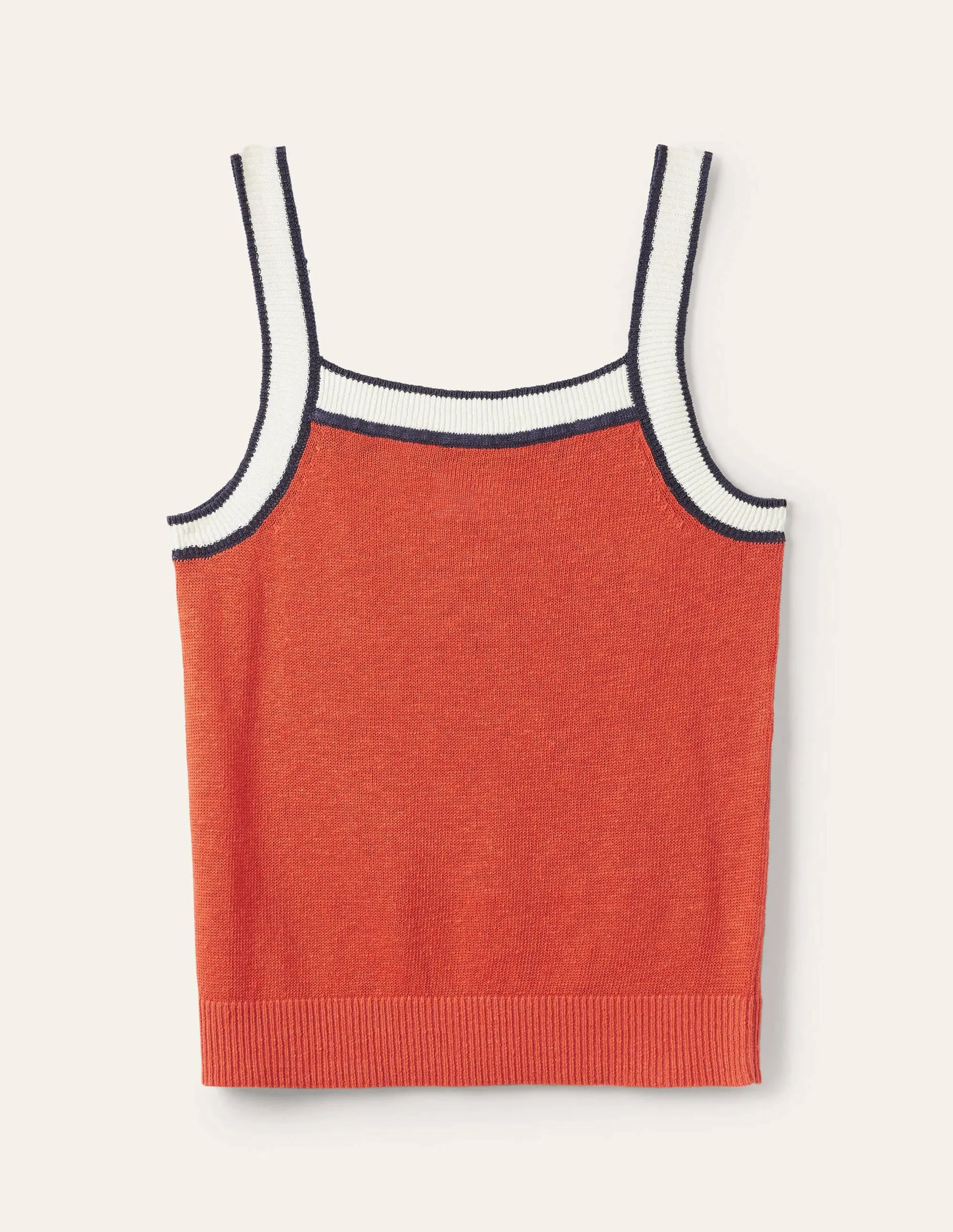 Square Neck Linen Vest-Bright Papaya