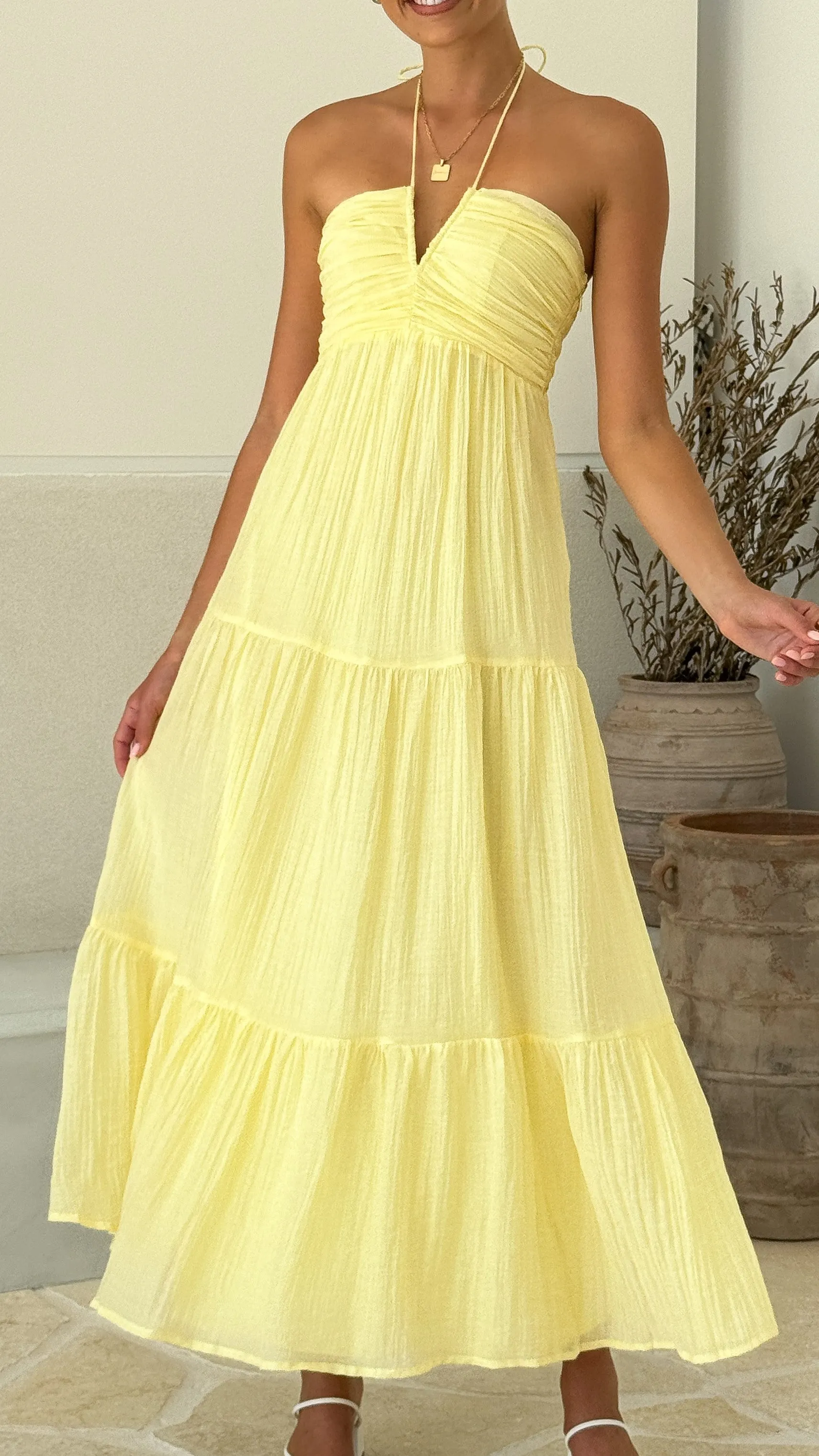 Taffeta Maxi Dress - Yellow