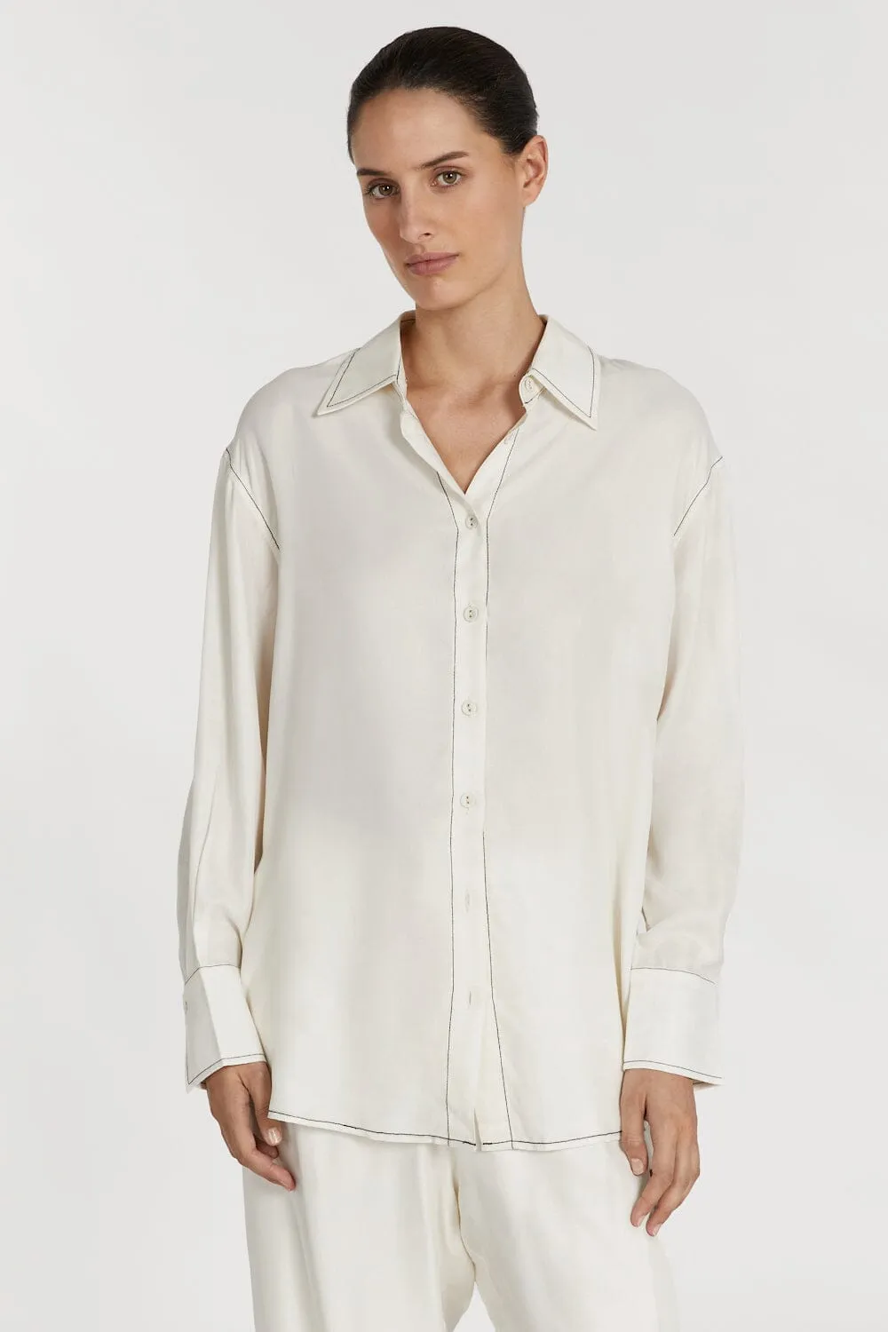 TALI CREAM CUPRO LONG SLEEVE SHIRT