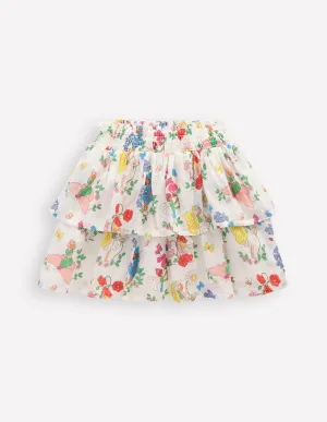 Tiered Woven Skirt-Multi Flower Fairy
